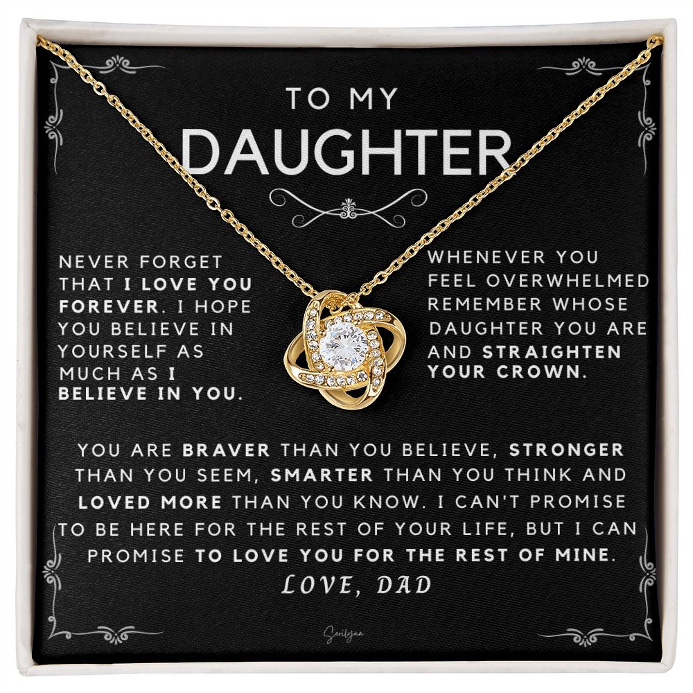 Dad To Daughter - Braver Stronger Smarter - Message Card Necklace