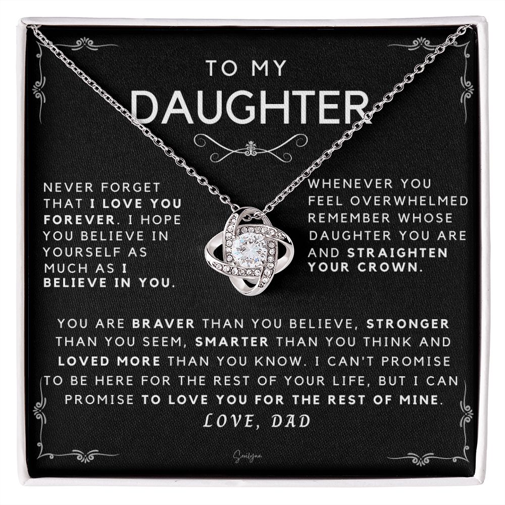 Dad To Daughter - Braver Stronger Smarter - Message Card Necklace