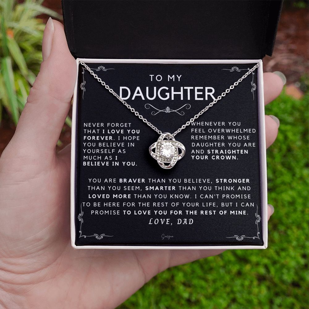 Dad To Daughter - Braver Stronger Smarter - Message Card Necklace