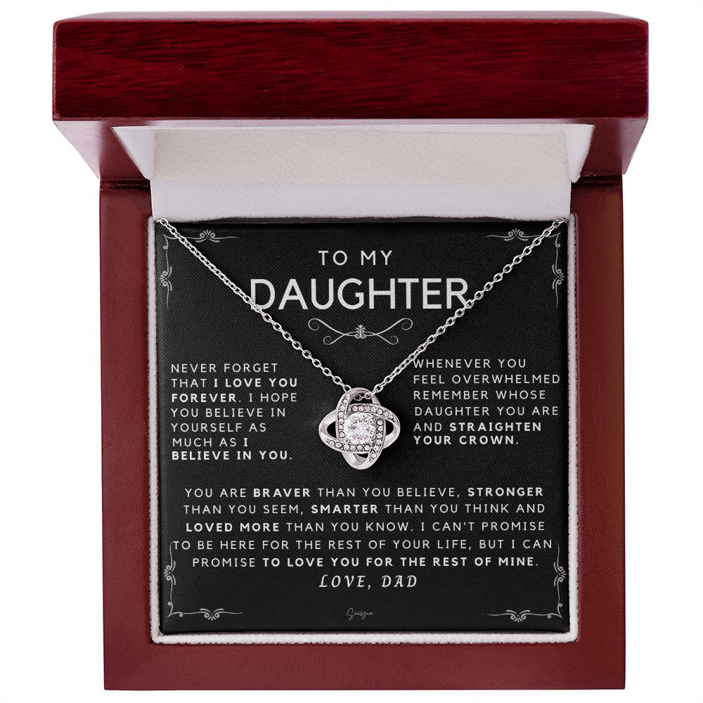 Dad To Daughter - Braver Stronger Smarter - Message Card Necklace