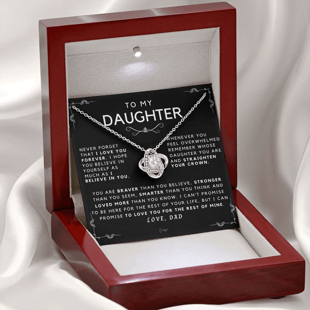 Dad To Daughter - Braver Stronger Smarter - Message Card Necklace