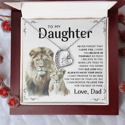 To My Daughter - I Will Always Have Your Back - Message Card Necklace White Edition