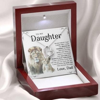 To My Daughter - I Will Always Have Your Back - Message Card Necklace White Edition