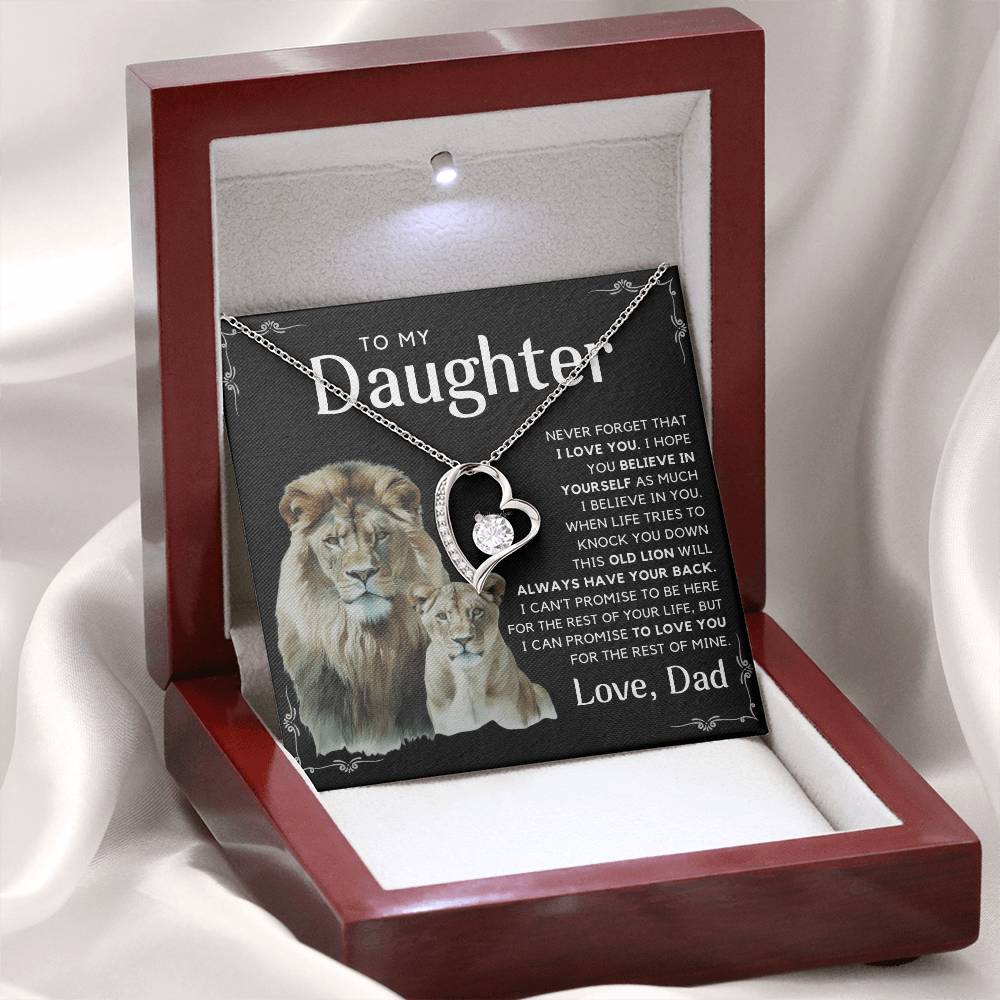 To My Daughter - I Will Always Have Your Back - Message Card Necklace Black Edition