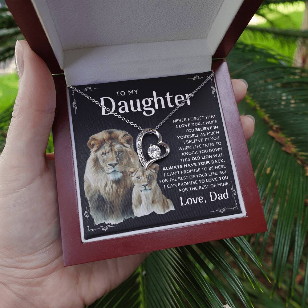 To My Daughter - I Will Always Have Your Back - Message Card Necklace Black Edition