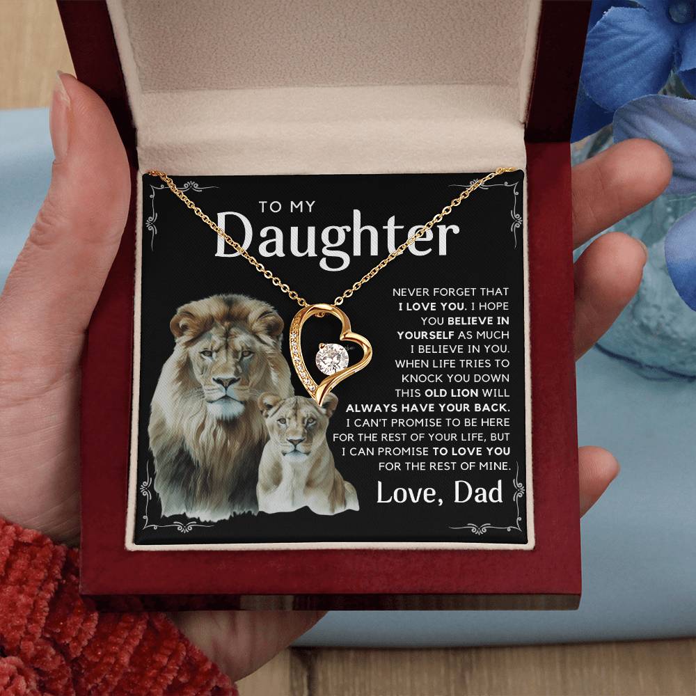 To My Daughter - I Will Always Have Your Back - Message Card Necklace Black Edition