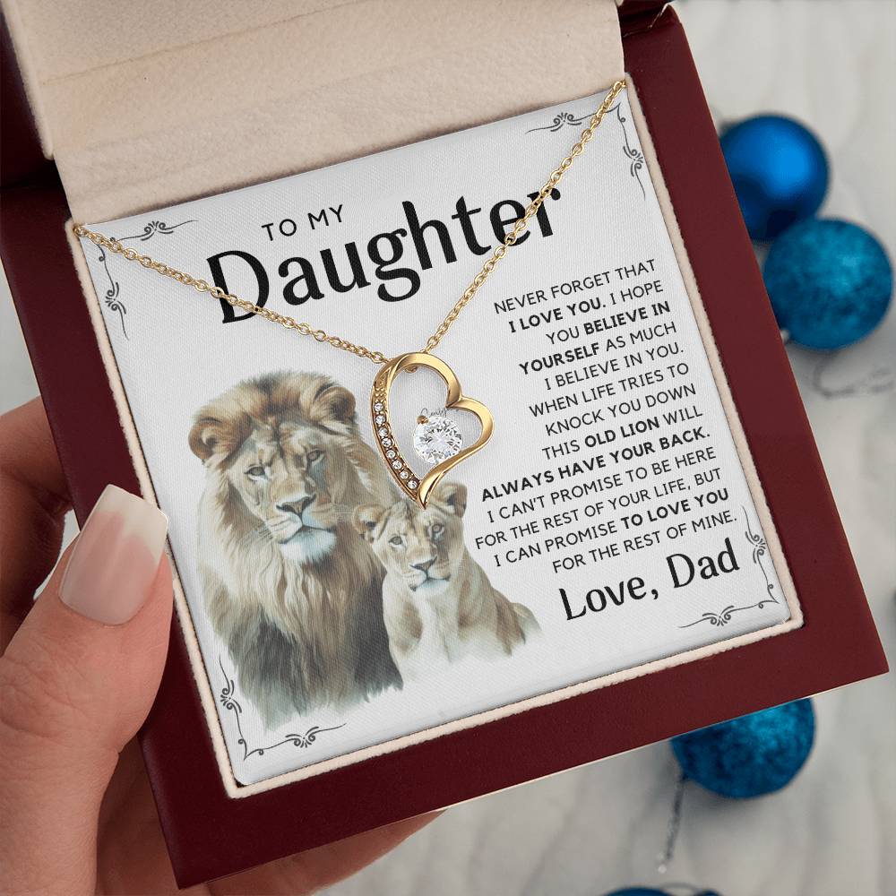 To My Daughter - I Will Always Have Your Back - Message Card Necklace White Edition