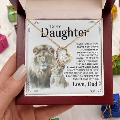 To My Daughter - I Will Always Have Your Back - Message Card Necklace White Edition