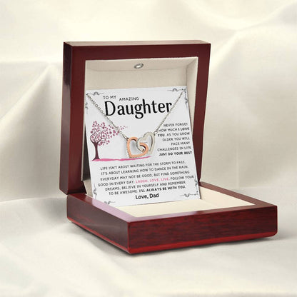 To My Amazing Daughter - Laugh Love Live - Message card necklace from Dad - White Edition