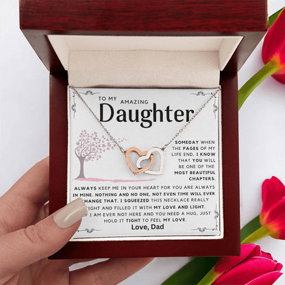 To My Daughter - Always Keep Me In Your Heart - Message Card Necklace From Dad