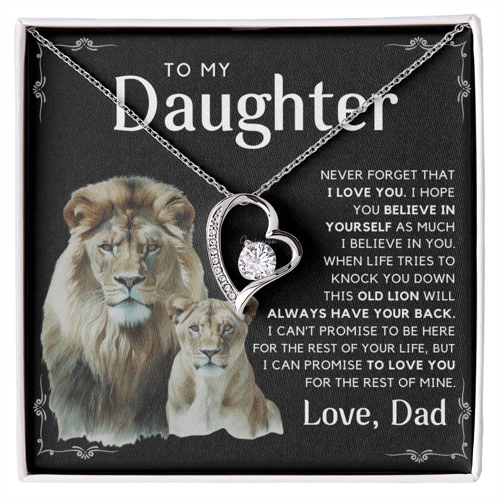 To My Daughter - I Will Always Have Your Back - Message Card Necklace Black Edition