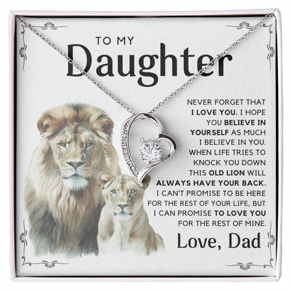 To My Daughter - I Will Always Have Your Back - Message Card Necklace White Edition