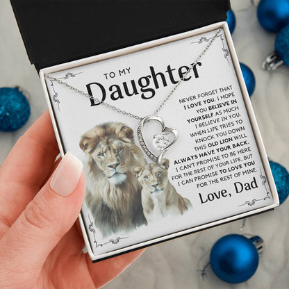 To My Daughter - I Will Always Have Your Back - Message Card Necklace White Edition