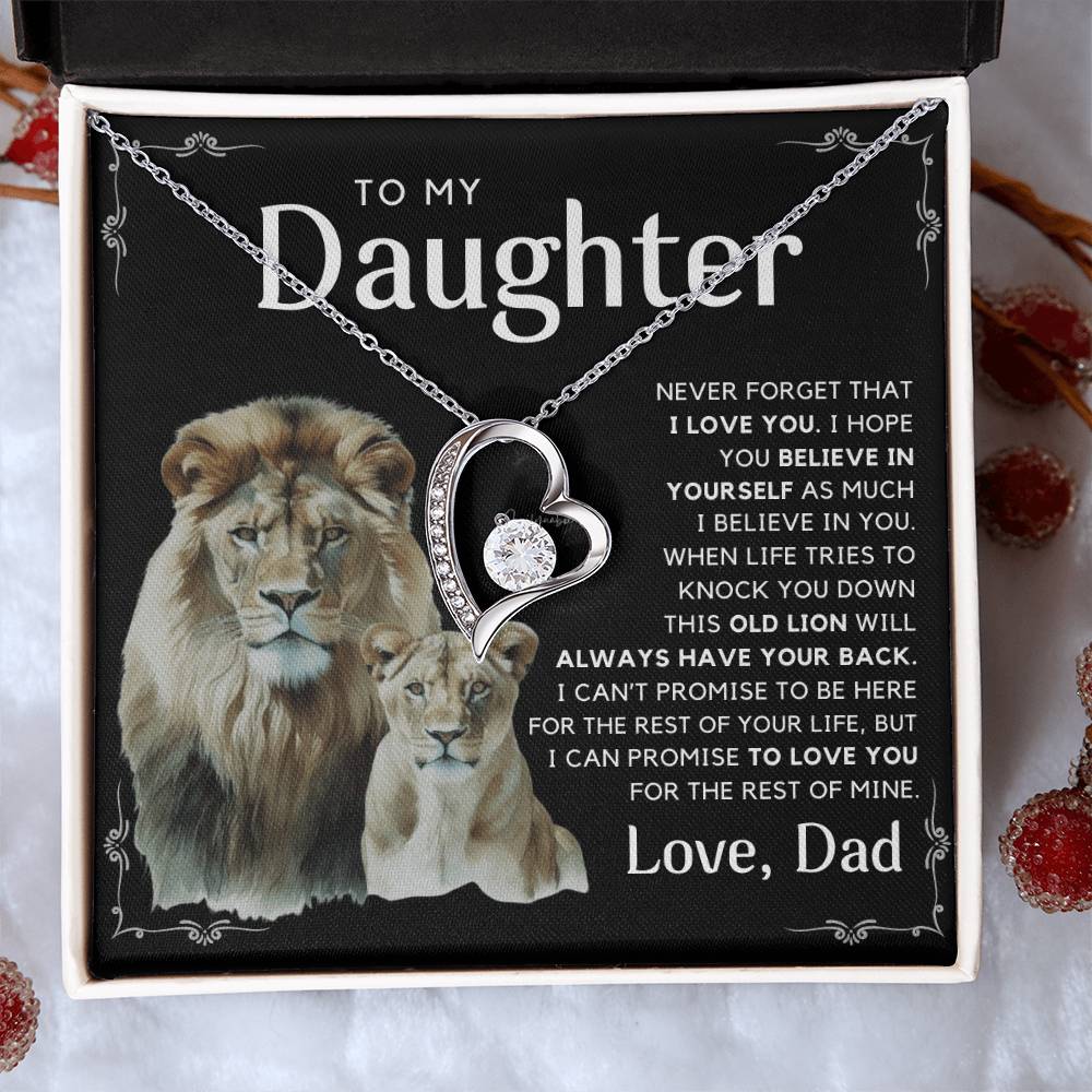 To My Daughter - I Will Always Have Your Back - Message Card Necklace Black Edition