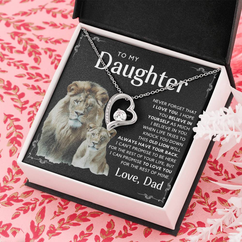 To My Daughter - I Will Always Have Your Back - Message Card Necklace Black Edition