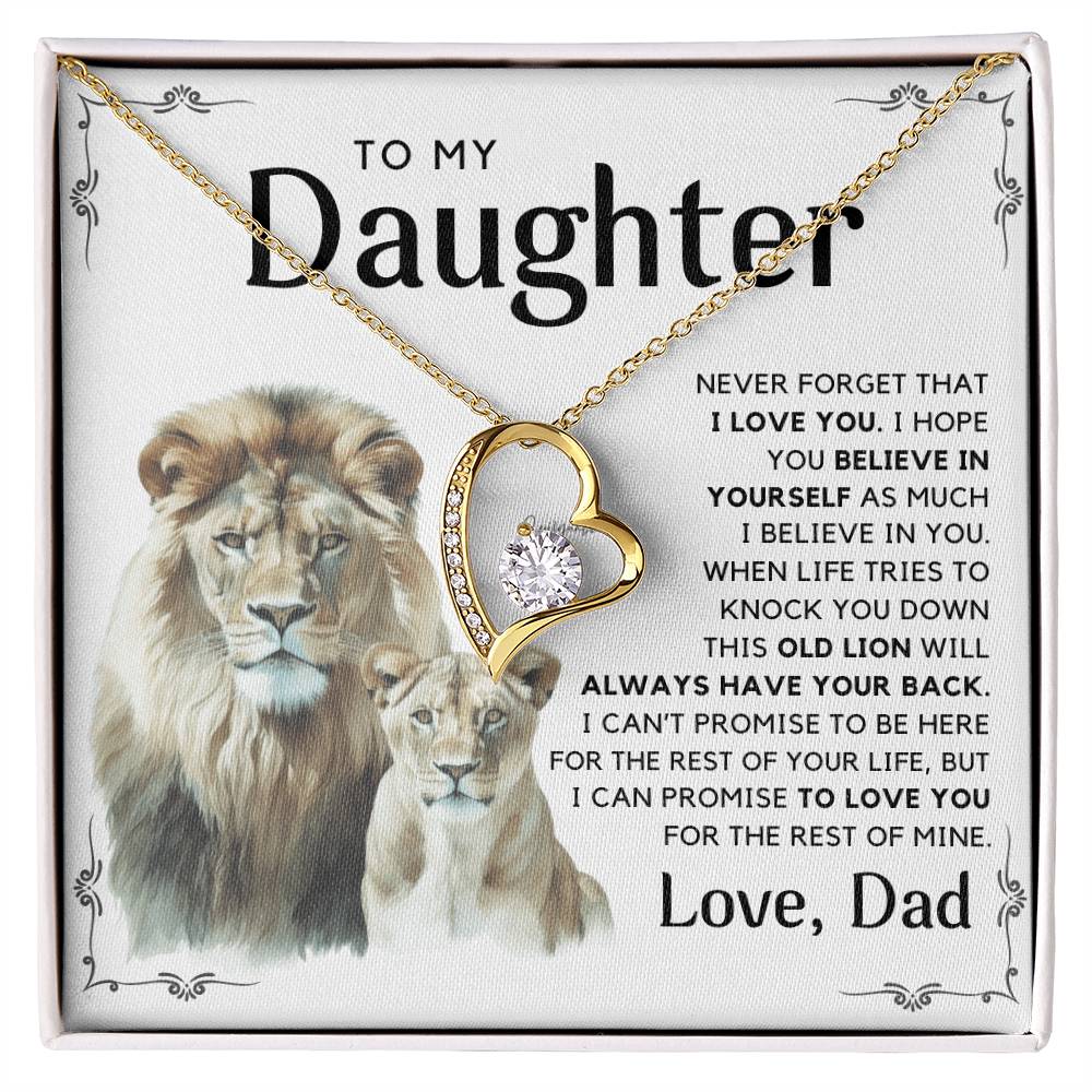 To My Daughter - I Will Always Have Your Back - Message Card Necklace White Edition