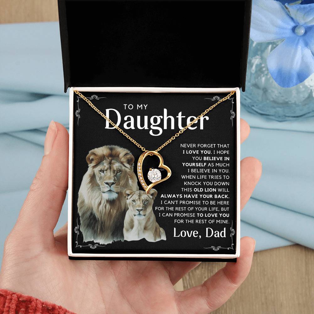 To My Daughter - I Will Always Have Your Back - Message Card Necklace Black Edition