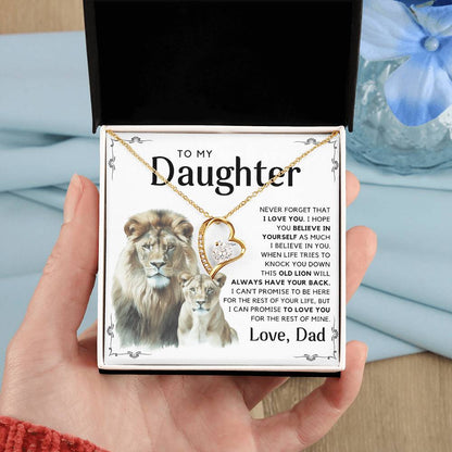 To My Daughter - I Will Always Have Your Back - Message Card Necklace White Edition